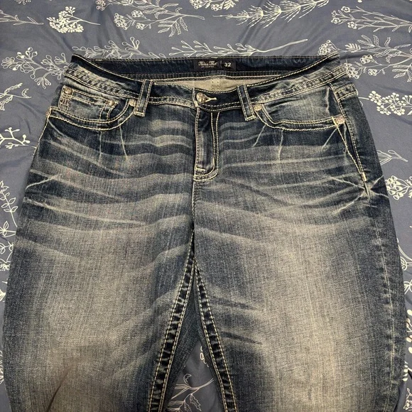 Miss Me Blue Boot Cut Jeans with longhorns - Picture 2 of 4